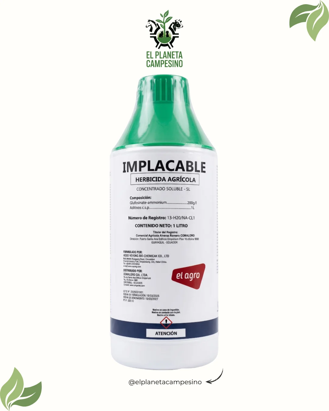 IMPLACABLE Herbicida Agrícola (1 Litro)
